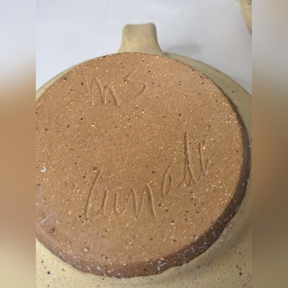 Finger Loop Pottery Candle Holder signed. - Picture 5 of 6